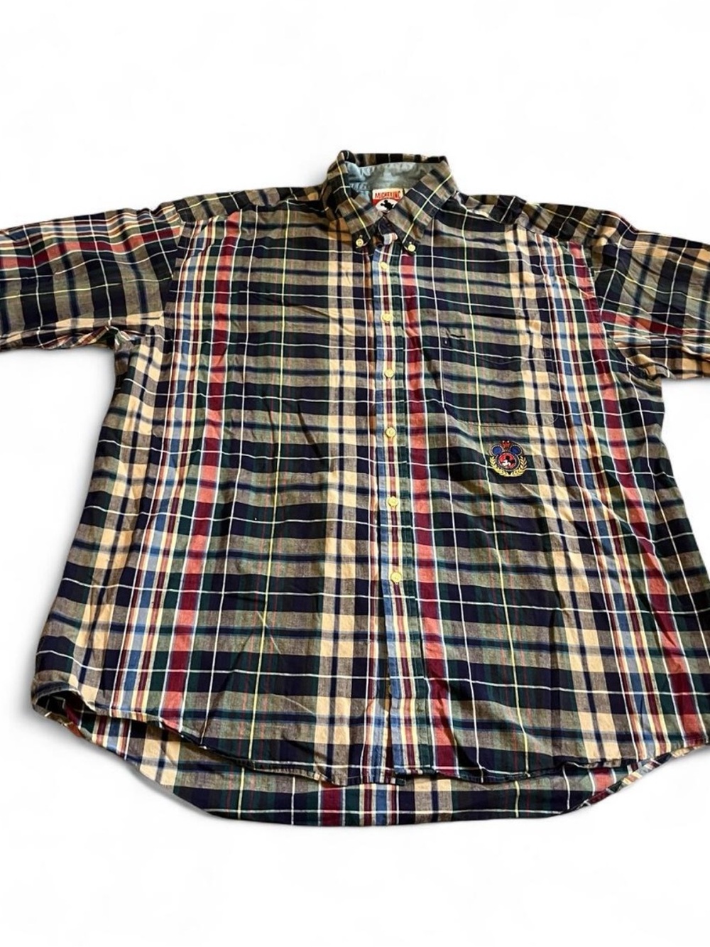 Vintage Men’s Mickey Inc. Disney Short Sleeve Plaid Button Down Shirt Size XL